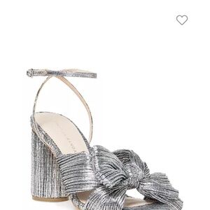 Loeffler Randall Camellia Silver Pleated Bow Heel, Women's Size 8.5.